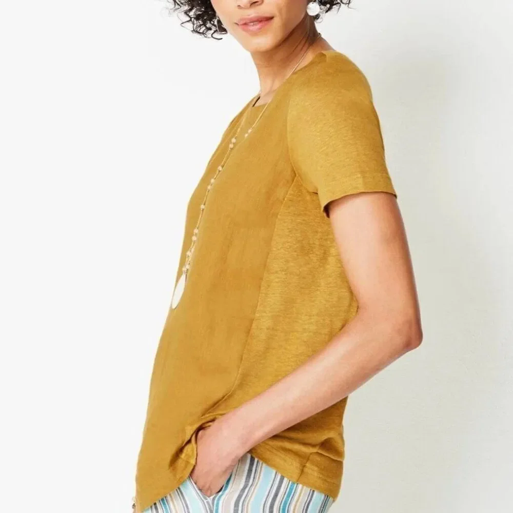 J.Jill Mixed Media Linen tee - Picture 5 of 7